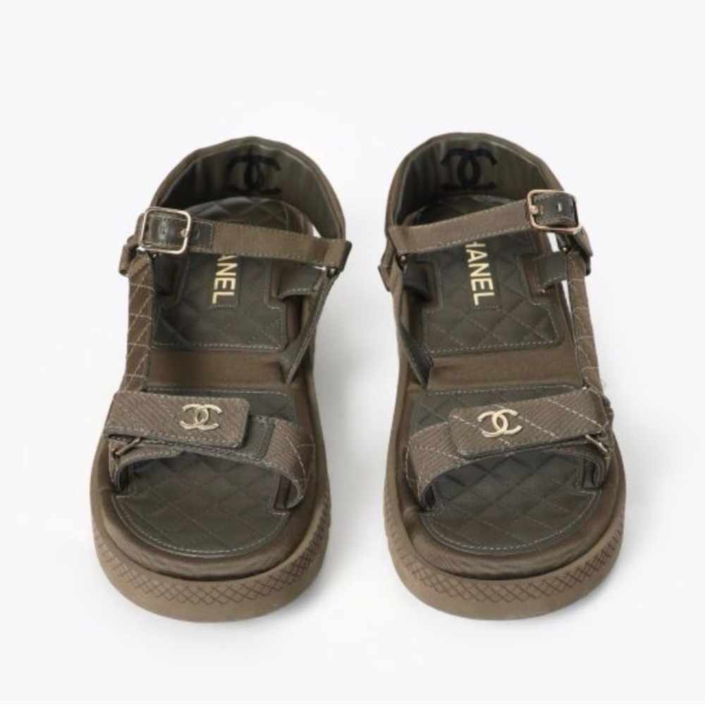 Chanel CC quilted sandal